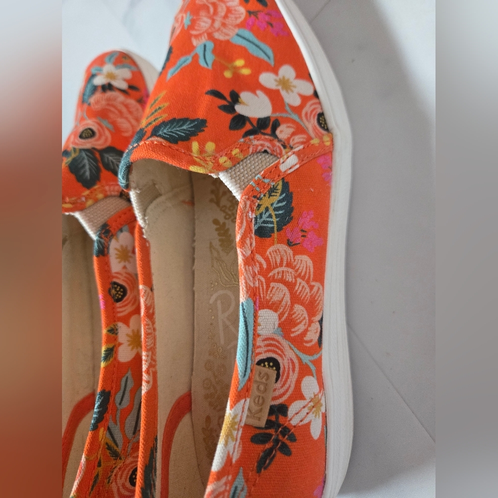 Keds x Rifle Paper Company Orange Floral Slip On Shoe Size 6 - Picture 7 of 7